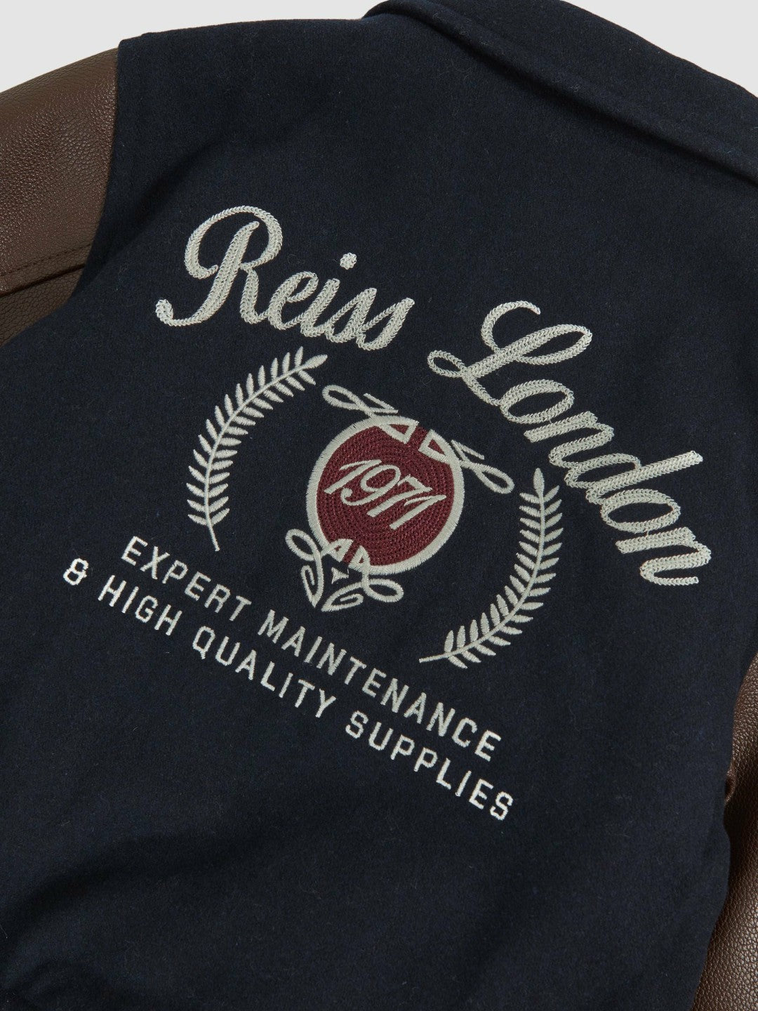 Reiss | 13-14 yrs Motor Cars Press-Stud Bomber Jacket in Navy/Brown