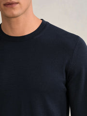 Reiss | Merino Wool Crew Neck Jumper in Midnight Navy
