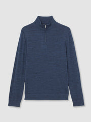 Reiss | Merino Wool Half-Zip Jumper in Denim Jaspe