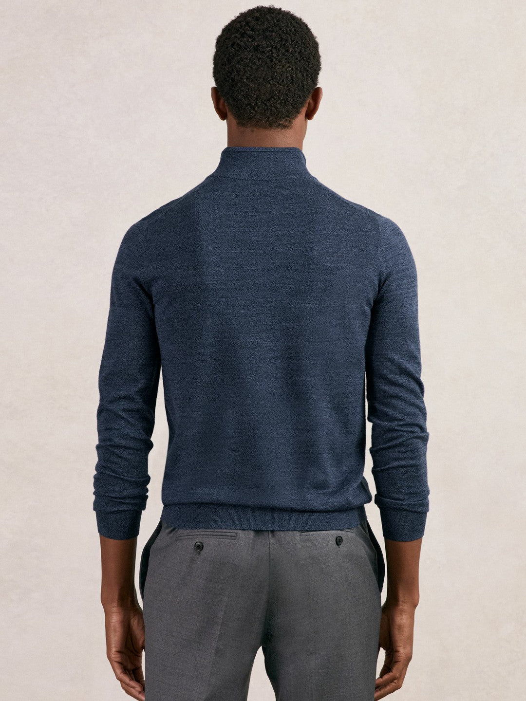 Reiss | Merino Wool Half-Zip Jumper in Denim Jaspe
