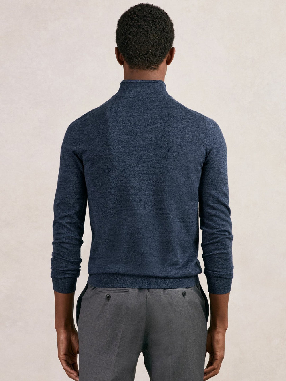 Reiss | Merino Wool Half-Zip Jumper in Denim Jaspe