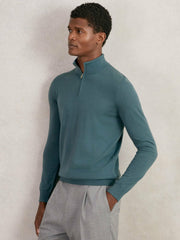 Reiss | Merino Wool Half Zip Jumper in Orion Blue