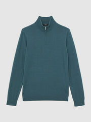 Reiss | Merino Wool Half Zip Jumper in Orion Blue