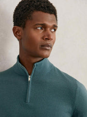 Reiss | Merino Wool Half Zip Jumper in Orion Blue