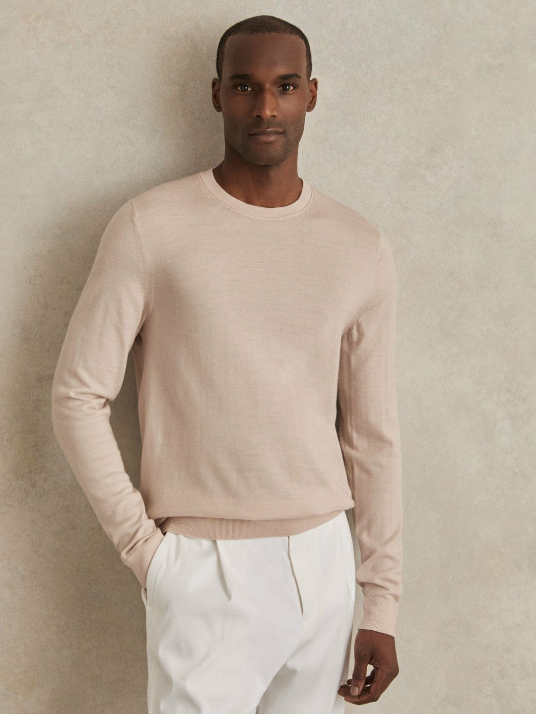 Reiss | Merino-Wool Crew-Neck Jumper in Beige