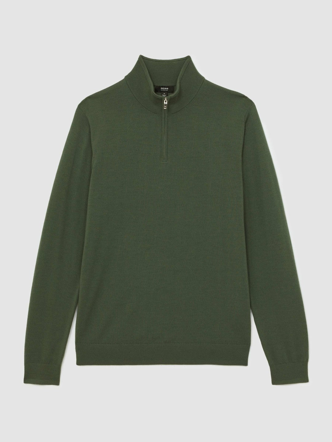 Reiss | Merino Wool Half-Zip Jumper in Kale Green