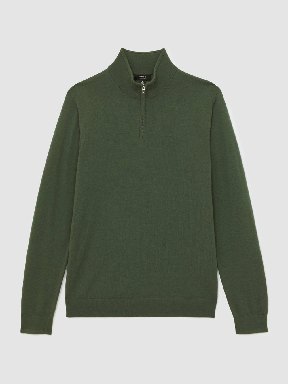 Reiss | Merino Wool Half-Zip Jumper in Kale Green