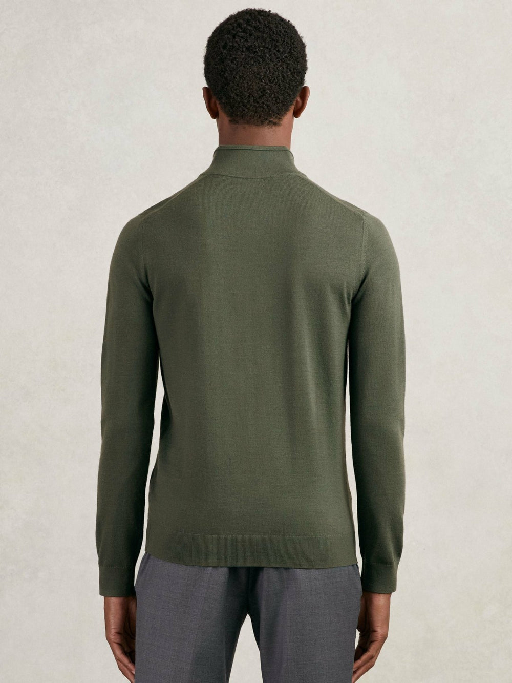 Reiss | Merino Wool Half-Zip Jumper in Kale Green
