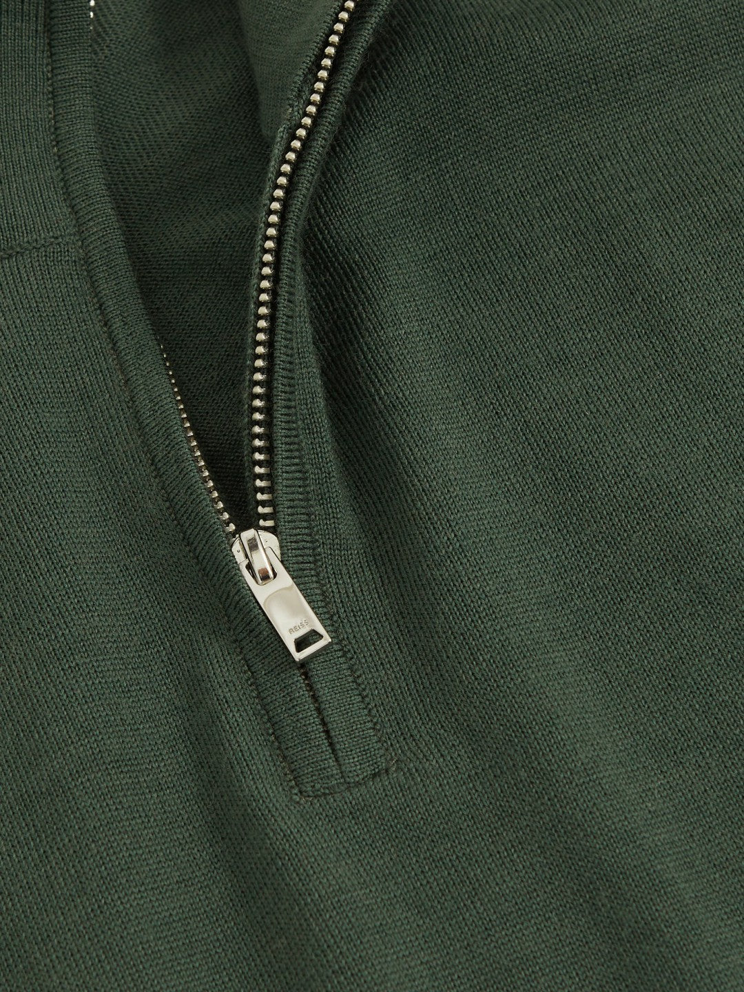 Reiss | Merino Wool Half-Zip Jumper in Kale Green
