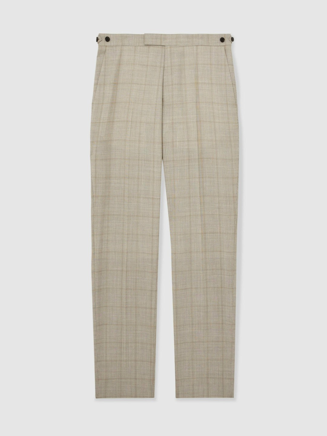Reiss | Slim-Fit Wool Check Suit Trousers in Oatmeal Brown