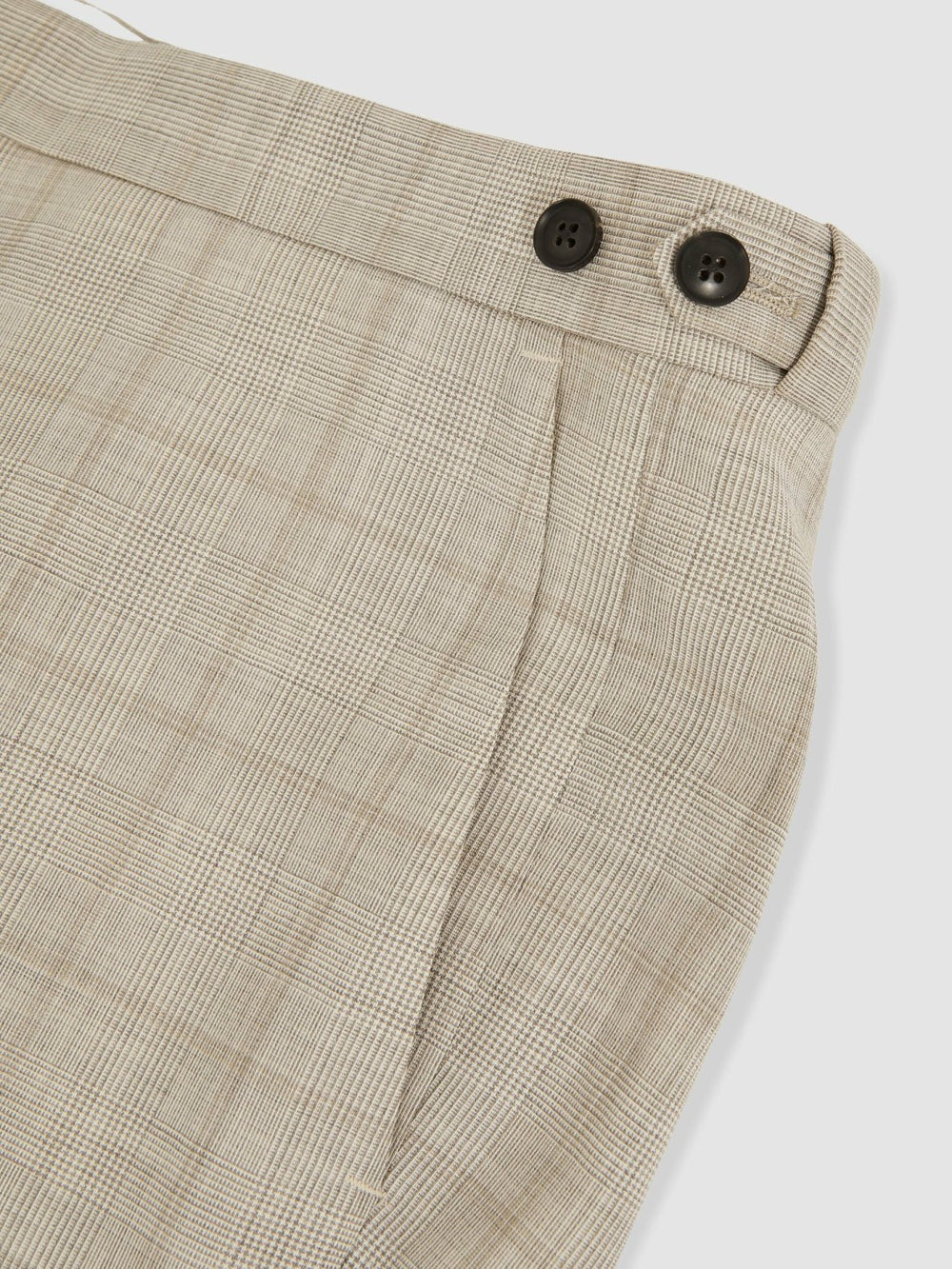 Reiss | Slim-Fit Wool Check Suit Trousers in Oatmeal Brown