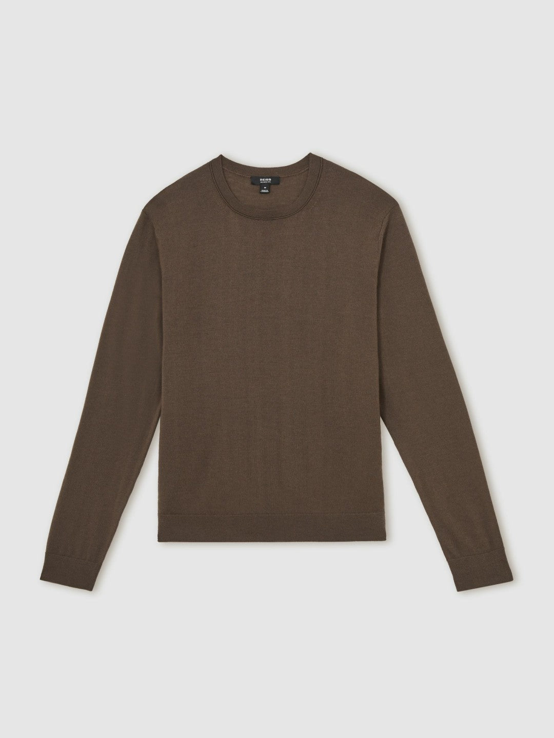 Reiss | Merino-Wool Crew-Neck Jumper in Chocolate Brown