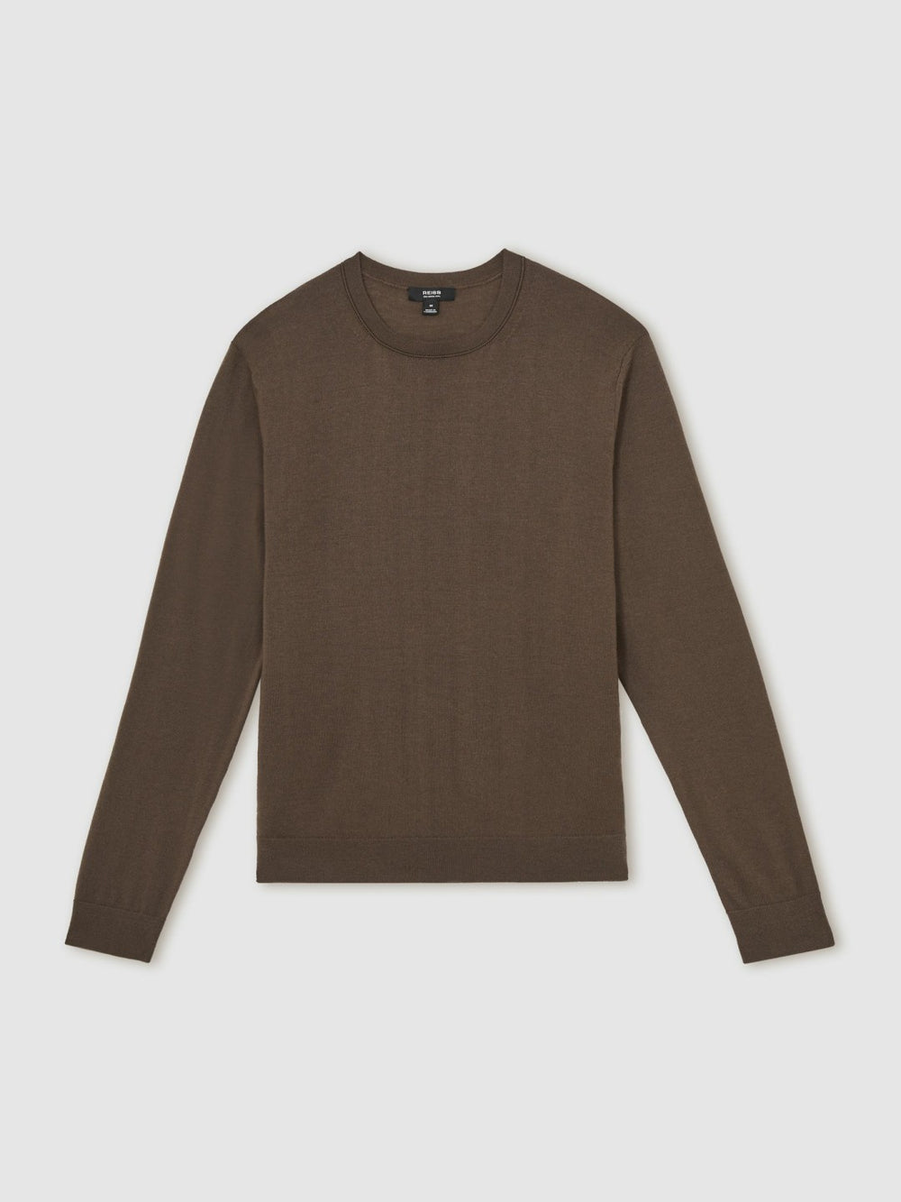 Reiss | Merino-Wool Crew-Neck Jumper in Chocolate Brown