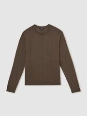 Reiss | Merino-Wool Crew-Neck Jumper in Chocolate Brown