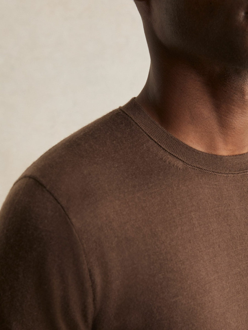 Reiss | Merino-Wool Crew-Neck Jumper in Chocolate Brown