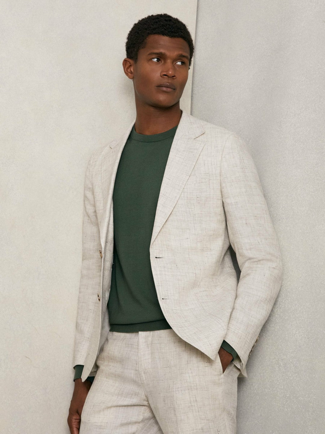 Reiss | Merino-Wool Crew-Neck Jumper in Kale Green