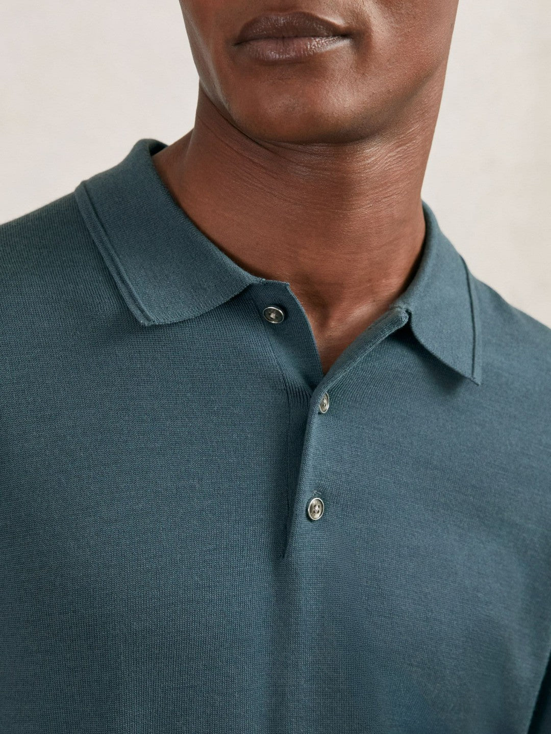 Reiss | Merino Wool Long-Sleeve Polo Shirt in Orion Blue