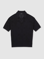 Reiss | Jacquard Loop-Stitch Polo Shirt in Navy