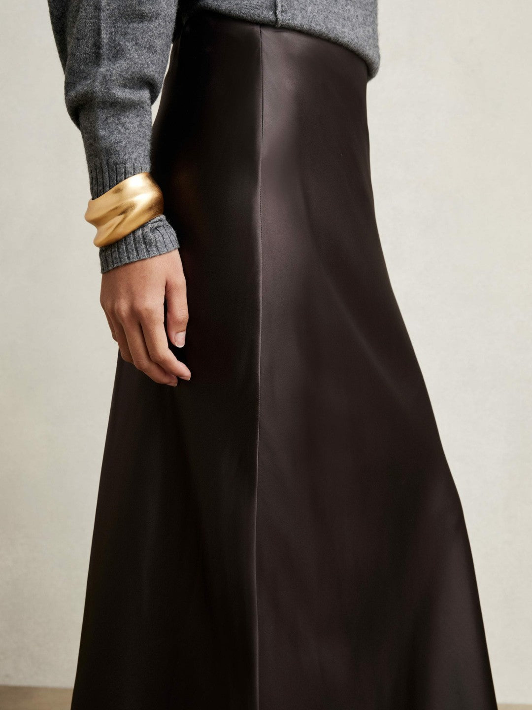 Reiss | Silk Slip Maxi Skirt in Mauve