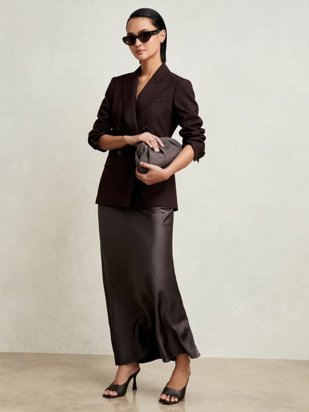 Reiss | Silk Slip Maxi Skirt in Mauve
