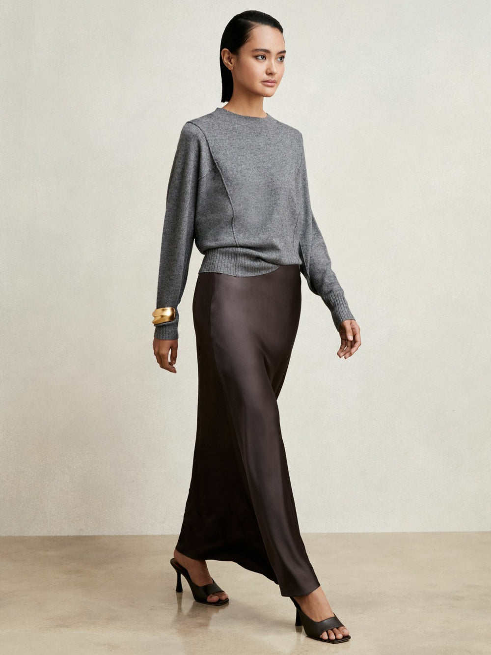 Reiss | Silk Slip Maxi Skirt in Mauve
