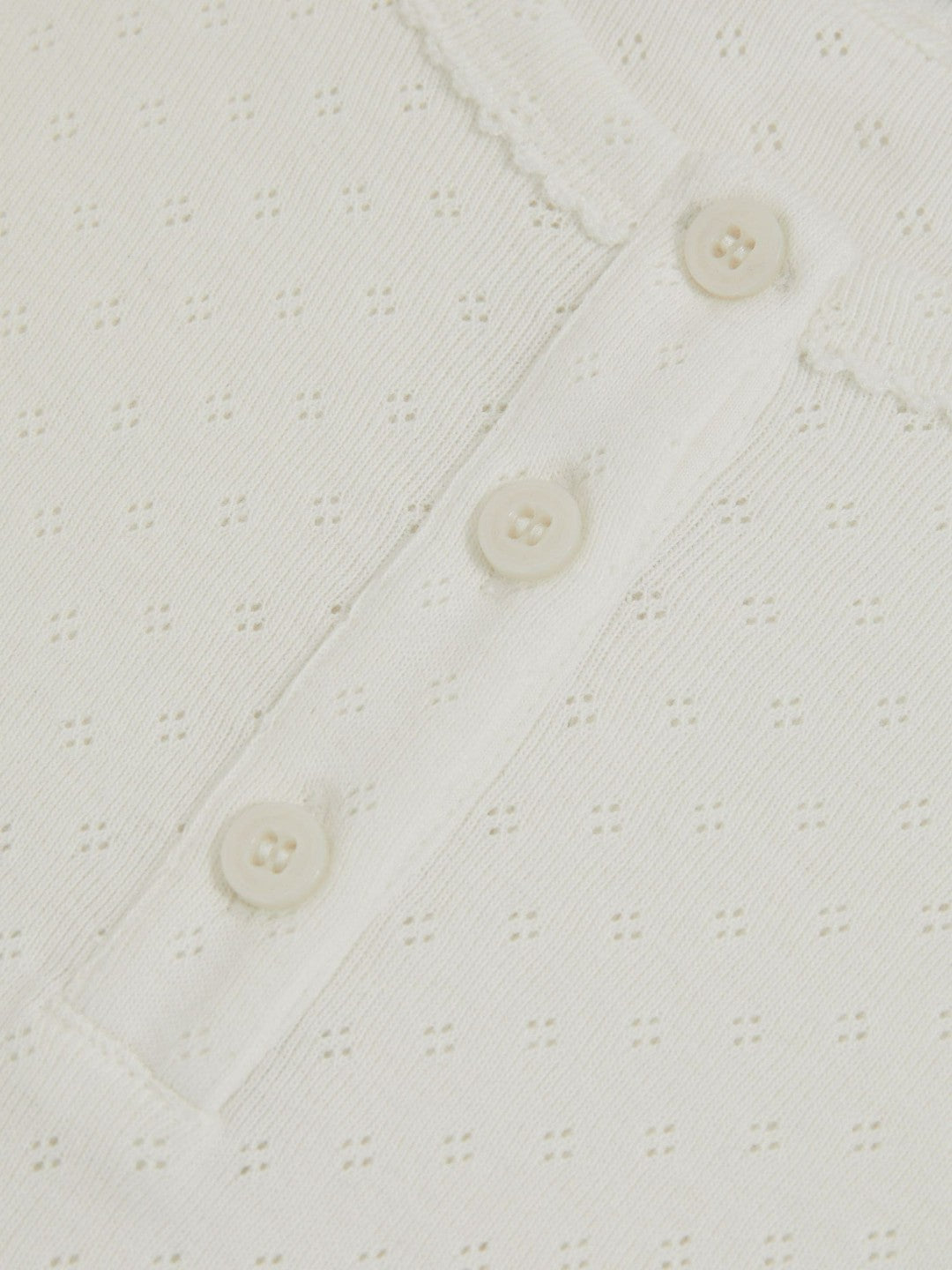 Reiss | 3-9 yrs Cotton Pointelle Button T-Shirt in Ivory