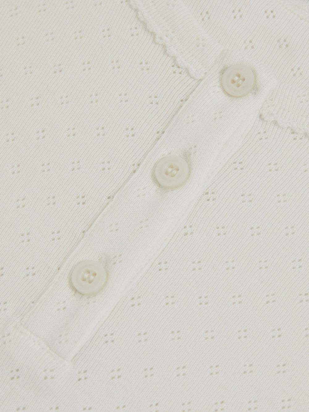 Reiss | 3-9 yrs Cotton Pointelle Button T-Shirt in Ivory