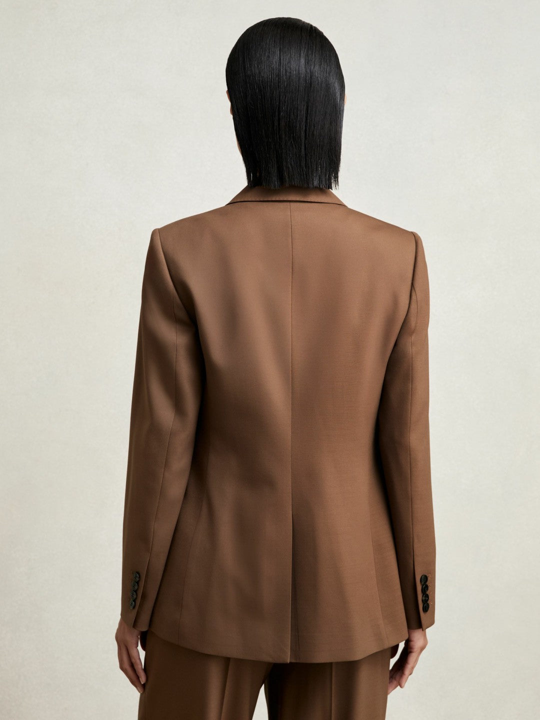 Reiss | Petite Wool-Blend Double-Breasted Suit Blazer in Tan