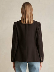 Reiss | Wool-Blend Double-Breasted Blazer in Chocolate Brown