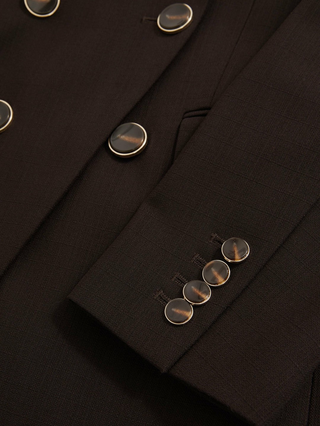 Reiss | Wool-Blend Double-Breasted Blazer in Chocolate Brown