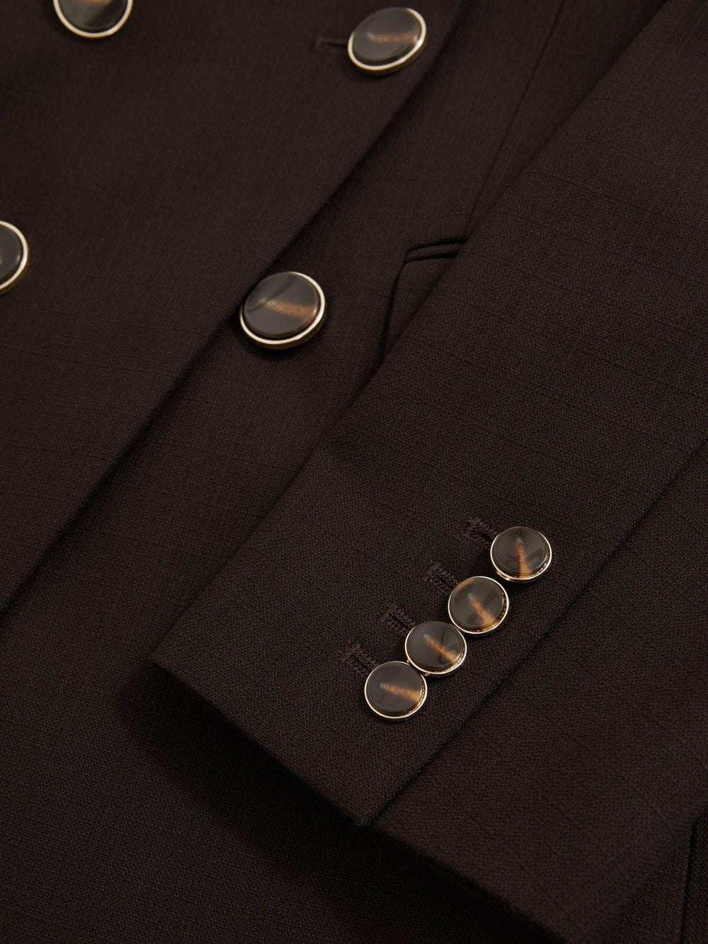 Reiss | Wool-Blend Double-Breasted Blazer in Chocolate Brown