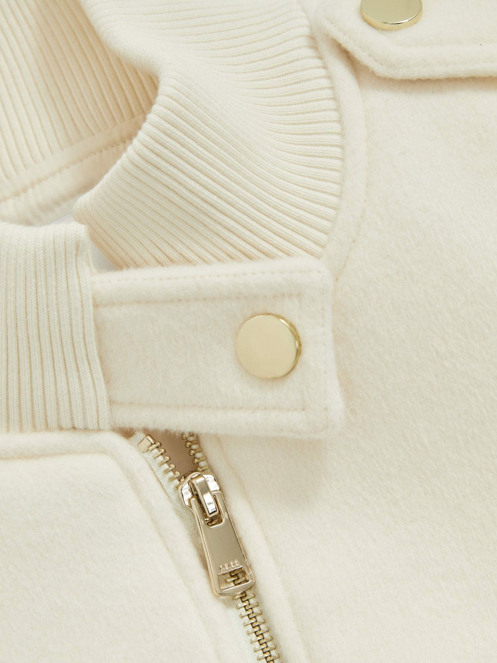 Reiss | Brushed Wool Epaulette Bomber Jacket in Cream