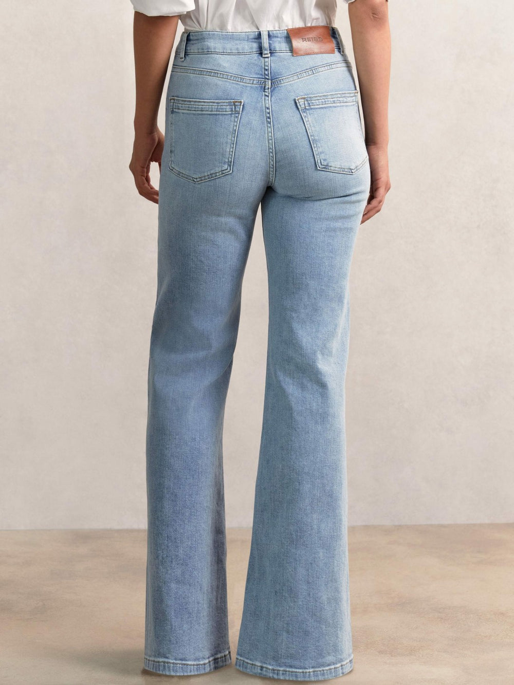 Reiss | Petite Mid-Rise Flared Jeans in Light Blue