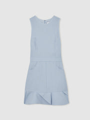 Reiss | Structured Ruffle-Hem Mini Dress in Blue