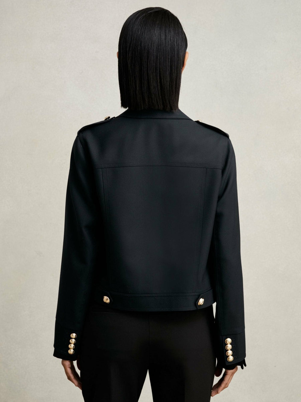 Reiss | Wool Twin-Pocket Cropped Jacket in Black