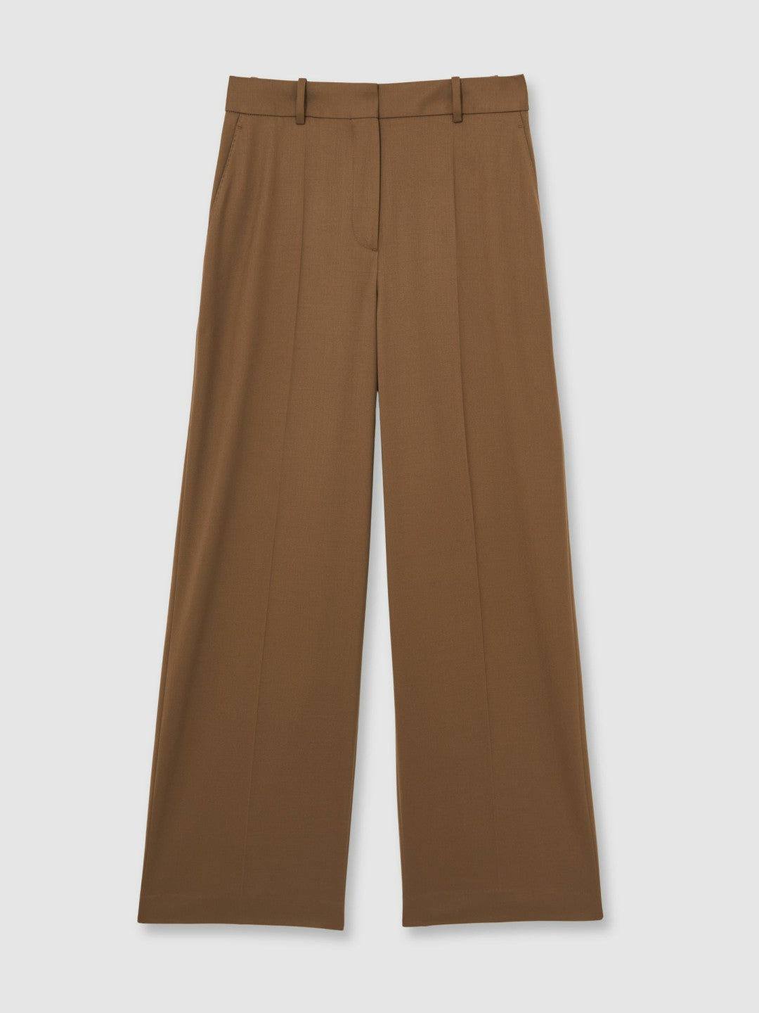 Reiss | Wool-Blend Wide-Leg Suit Trousers in Tan