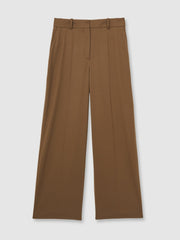 Reiss | Wool-Blend Wide-Leg Suit Trousers in Tan