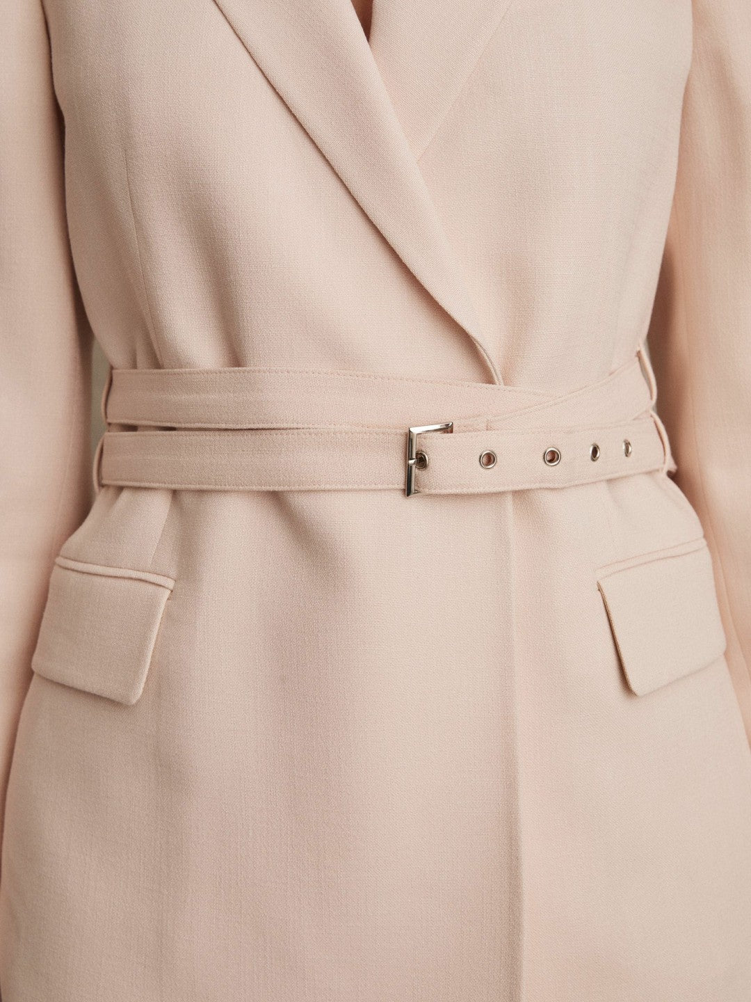 Reiss | Single-Breasted Belted Suit Jacket in Pink