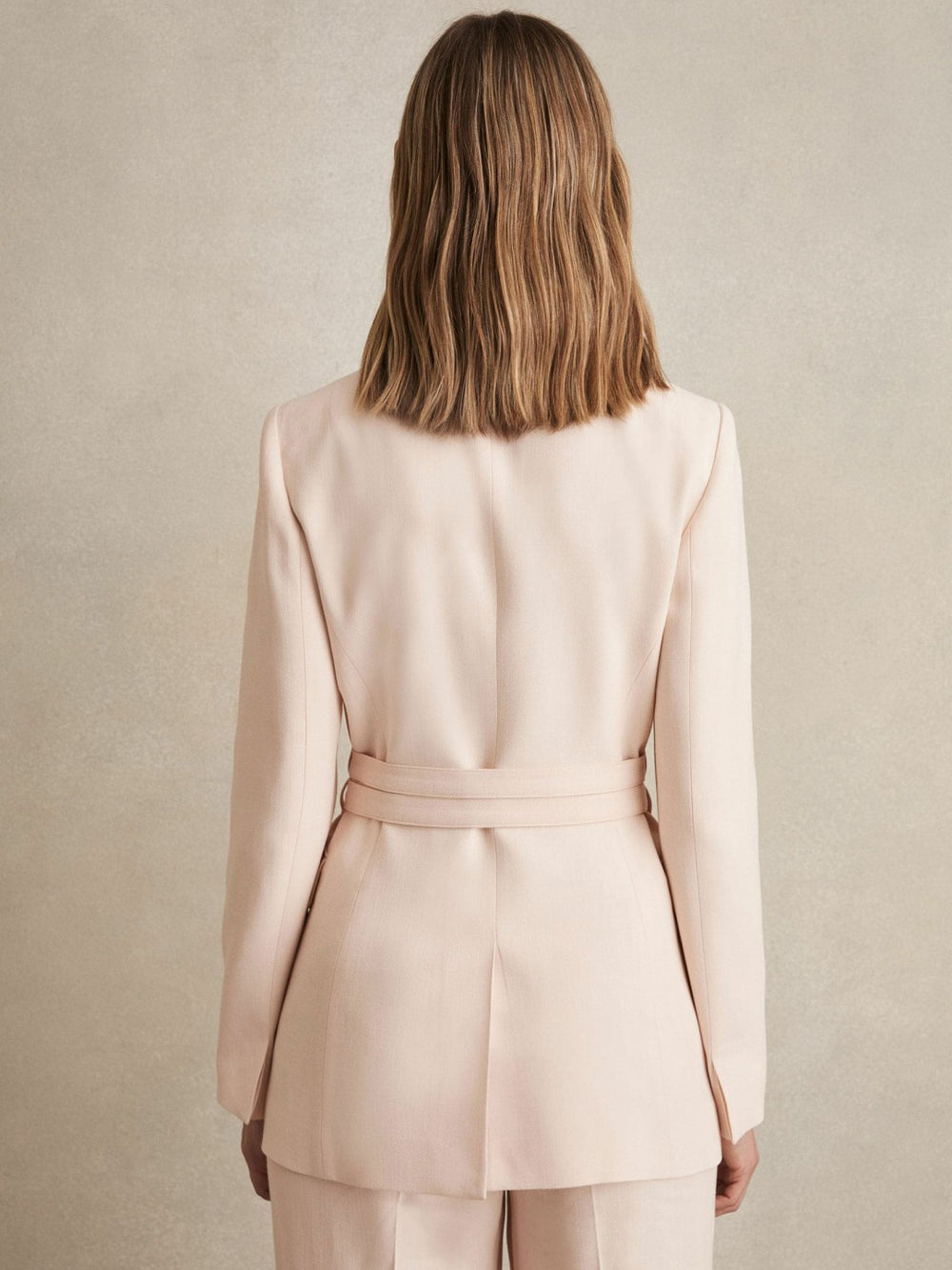 Reiss | Single-Breasted Belted Suit Jacket in Pink