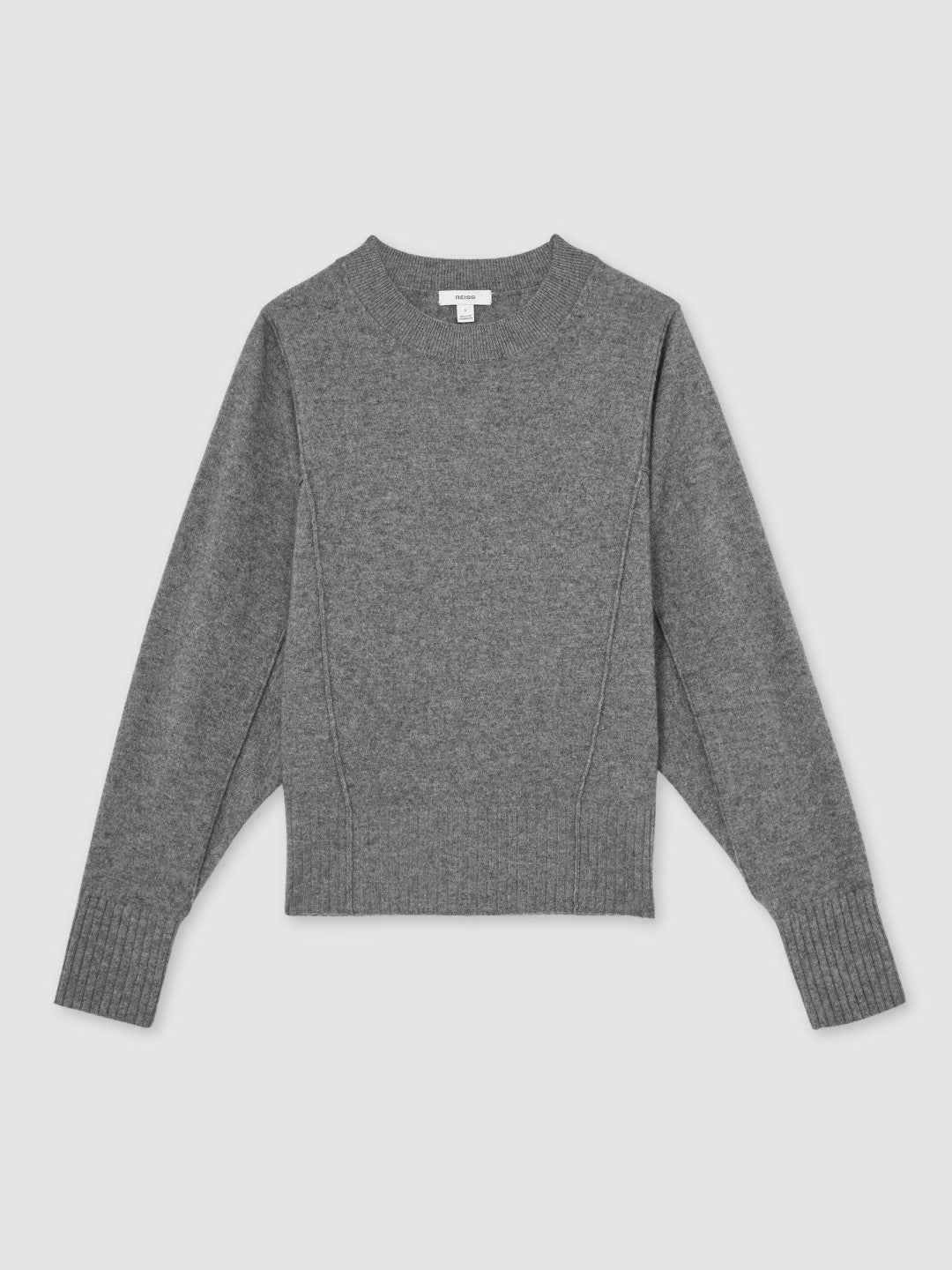 Reiss | Wool-Blend Reverse-Seam Batwing Jumper With Cashmere in Charcoal