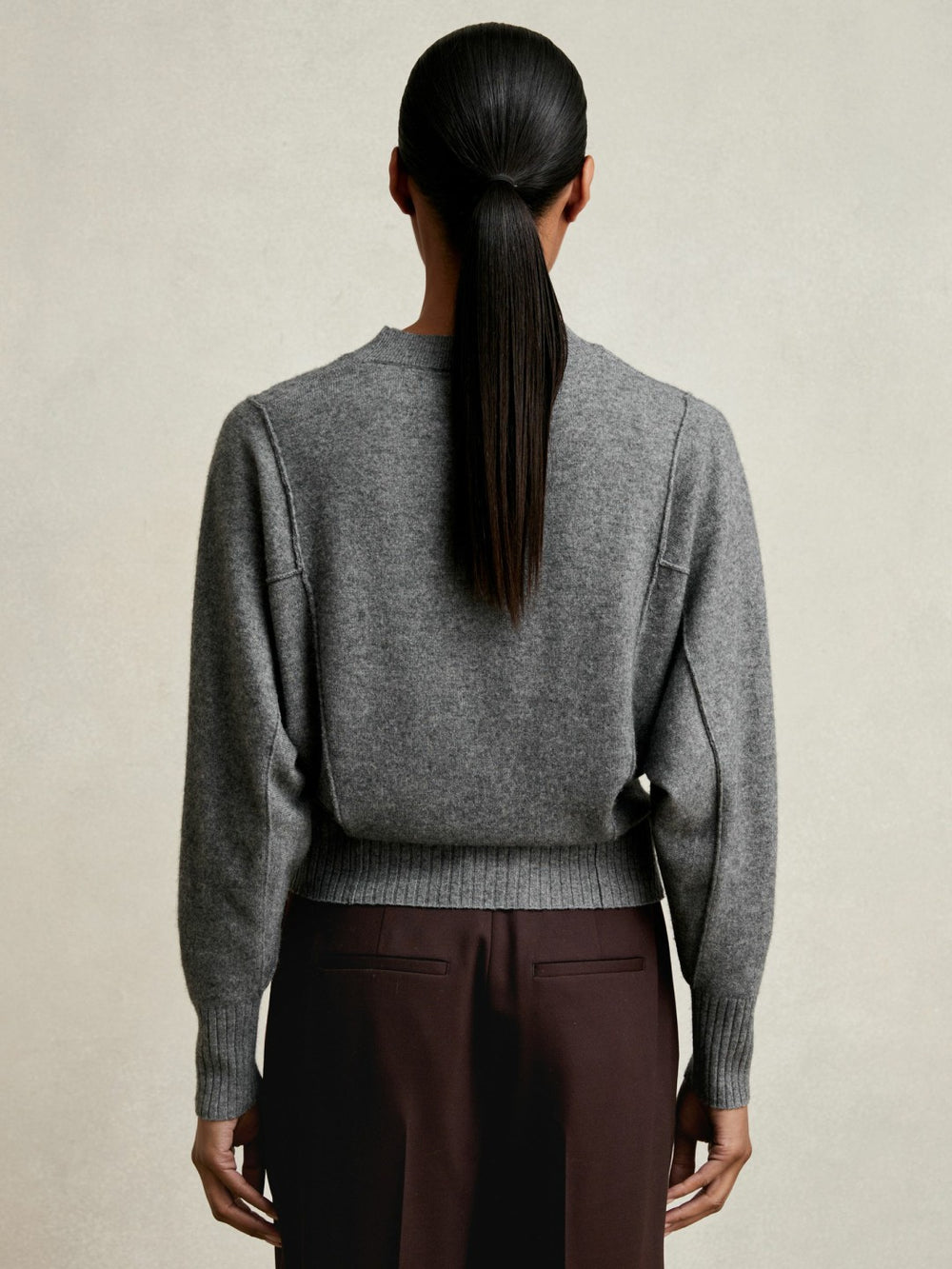 Reiss | Wool-Blend Reverse-Seam Batwing Jumper With Cashmere in Charcoal