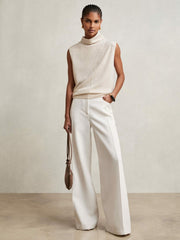 Reiss | Wool Slouched Sleeveless Top in Stone Neutral