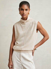 Reiss | Wool Slouched Sleeveless Top in Stone Neutral