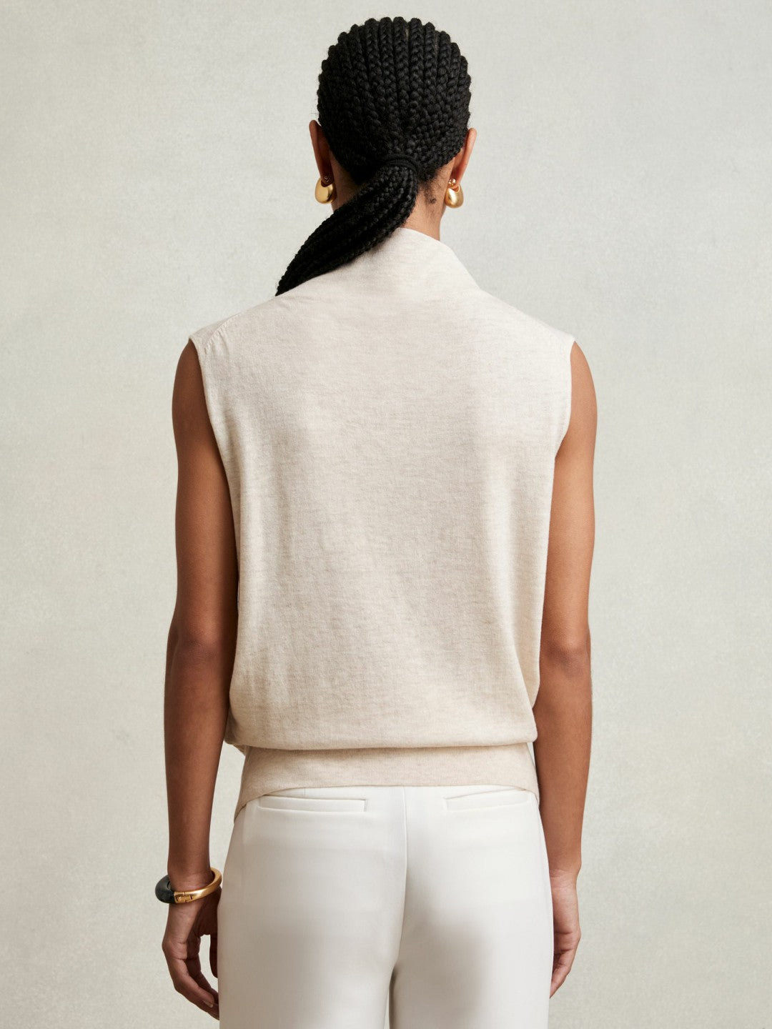 Reiss | Wool Slouched Sleeveless Top in Stone Neutral