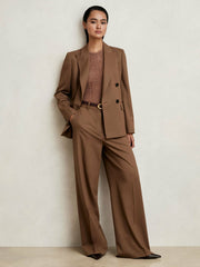Reiss | Wool-Blend Double-Breasted Suit Blazer in Tan