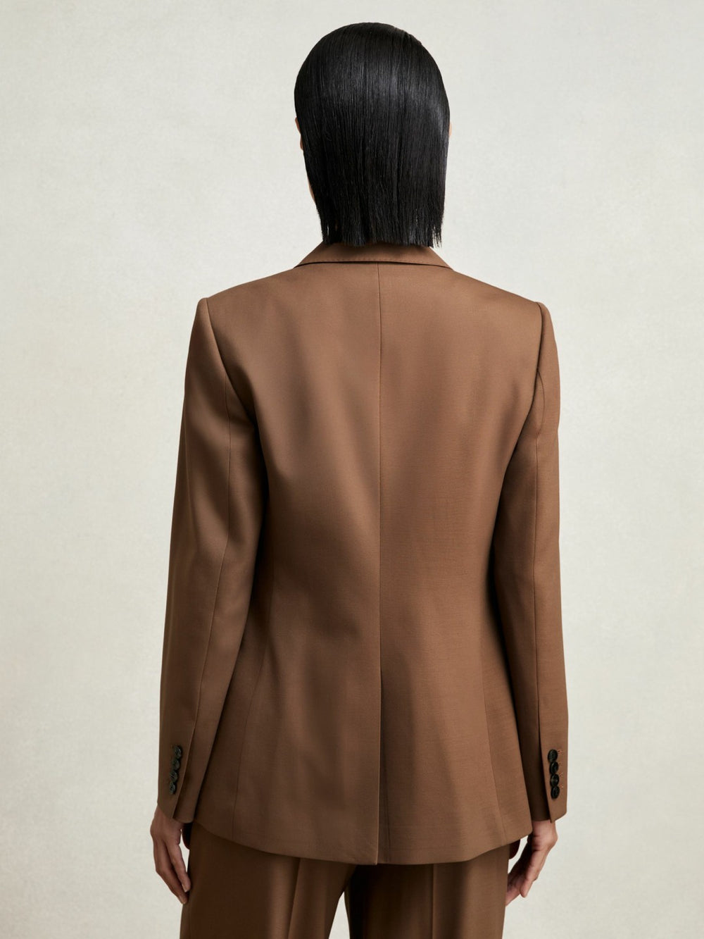 Reiss | Wool-Blend Double-Breasted Suit Blazer in Tan