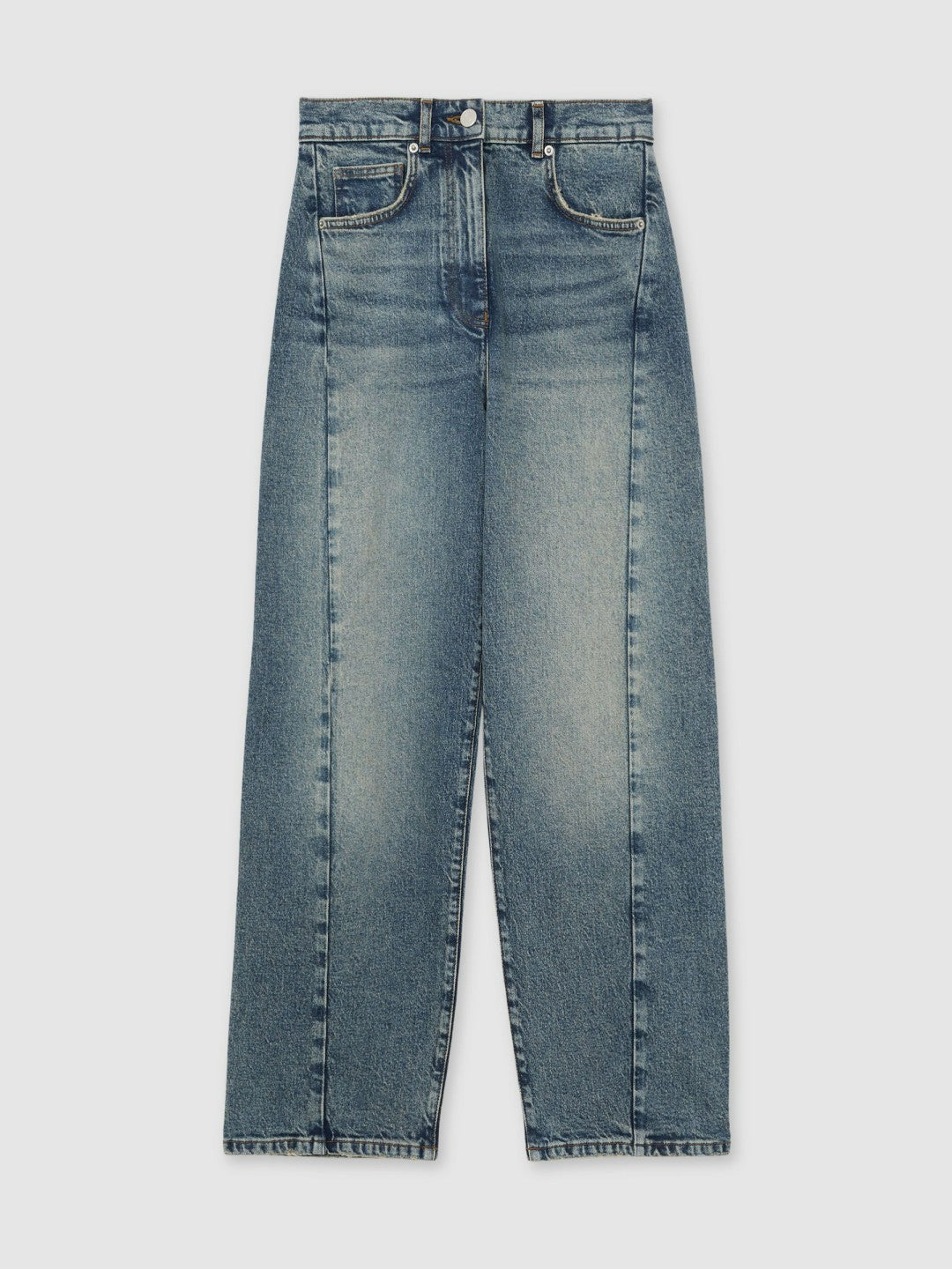 Reiss | Petite Barrel-Leg Seam Jeans in Mid Blue