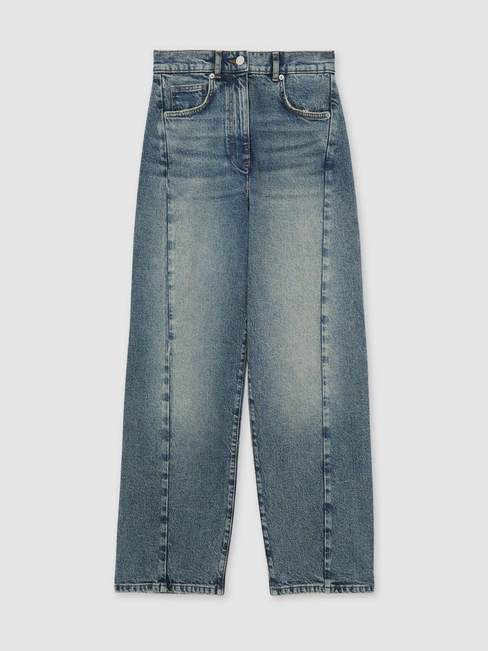 Reiss | Petite Barrel-Leg Seam Jeans in Mid Blue