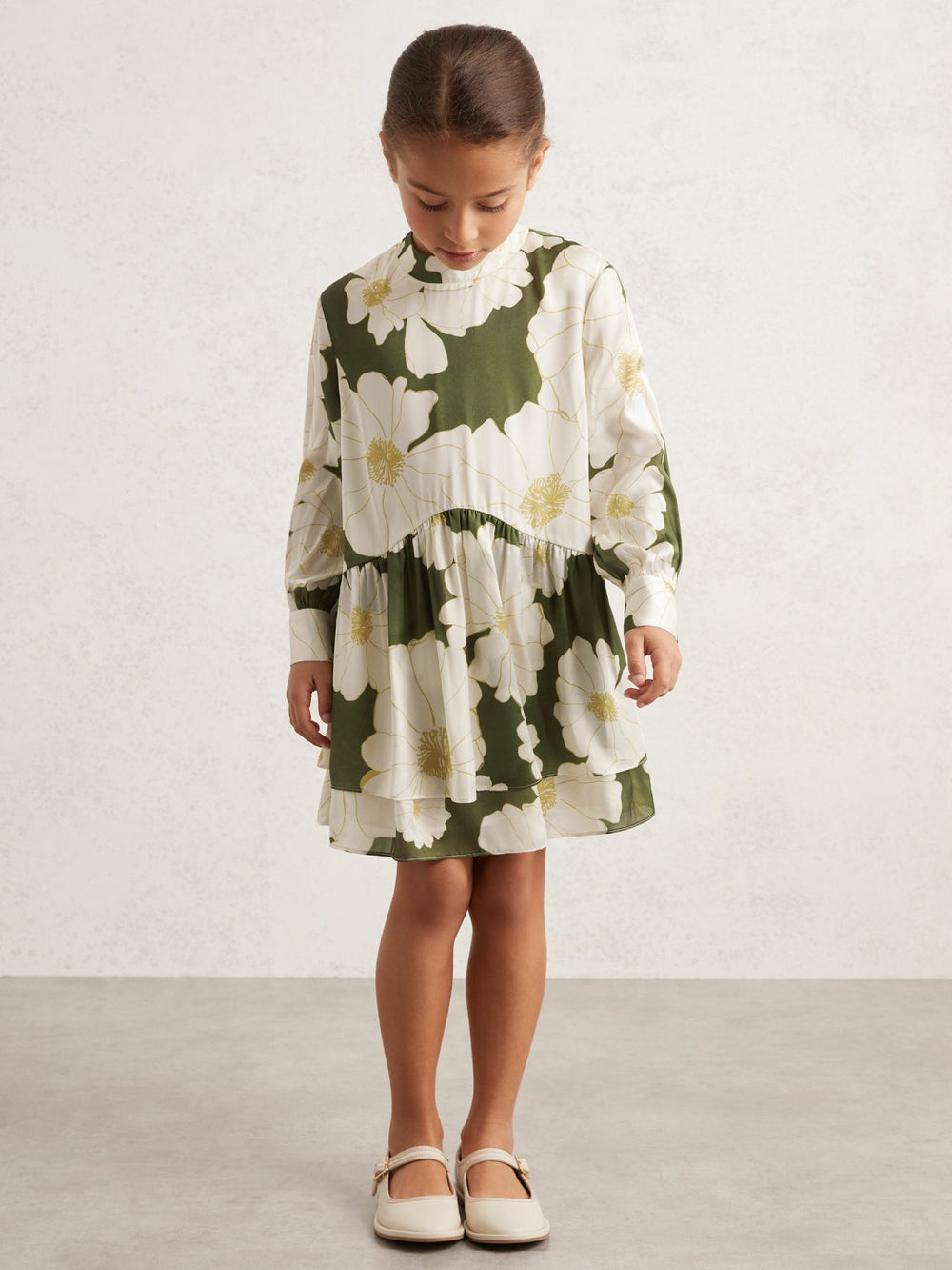 Reiss | 3-9 yrs Floral-Print Swing Dress in Green