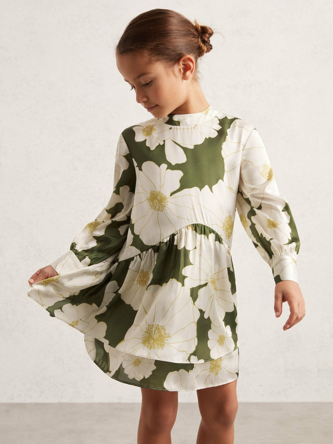 Reiss | 3-9 yrs Floral-Print Swing Dress in Green